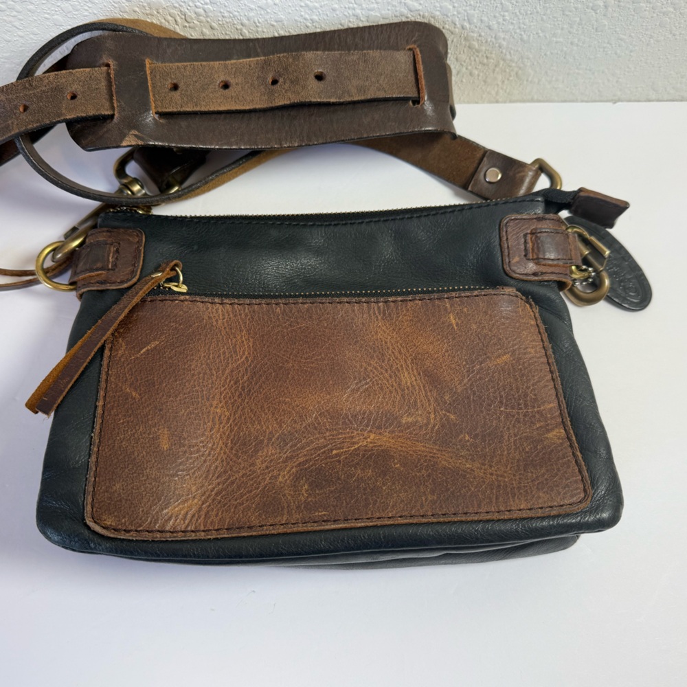 Osgood Marley Overland Black Brown Leather Crossbody RFID Adjustable Strap